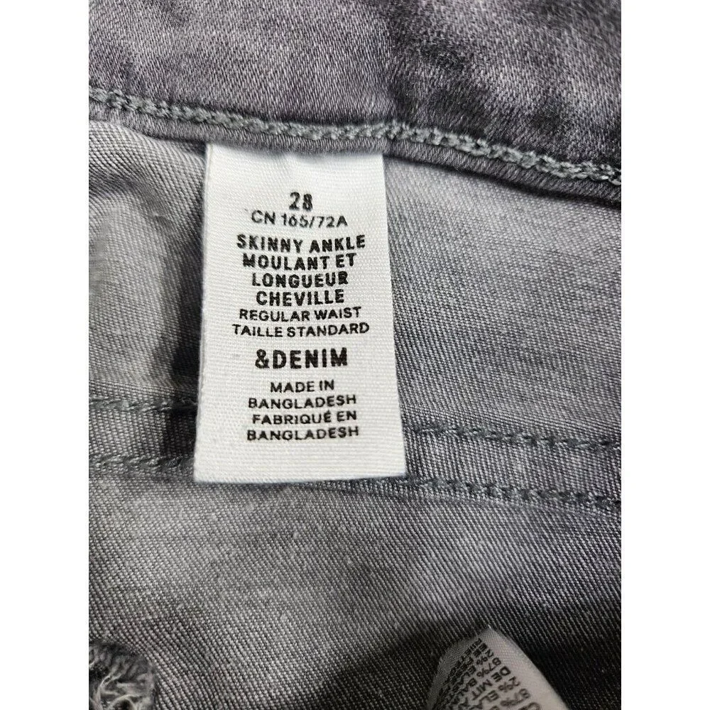 (3/$35) &Denim By H&M Size 28‎ Skinny Ankle Regular Waist Distressed Grey Jeans